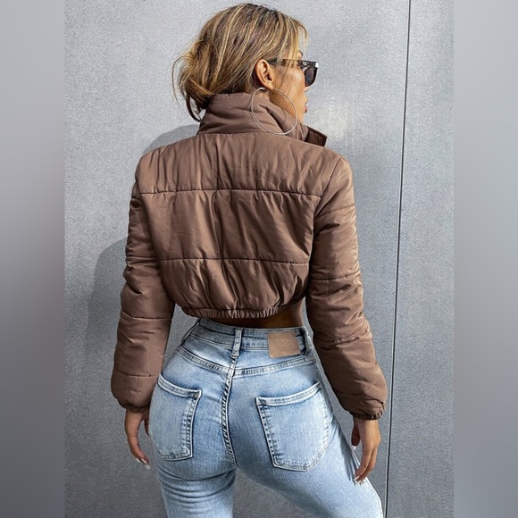 SHEIN Zip Up Crop Padded Padded Coat For Winter Clothes Wear size XS - Picture 3 of 13